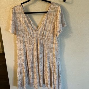 Plunge neck linen dress